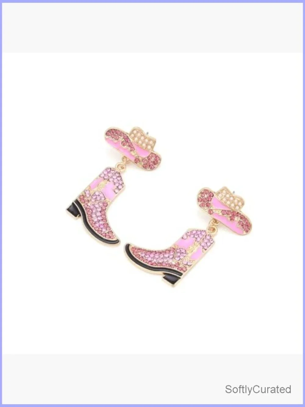 Cowboy Boot & Hat Rhinestone Drop Earrings for Women